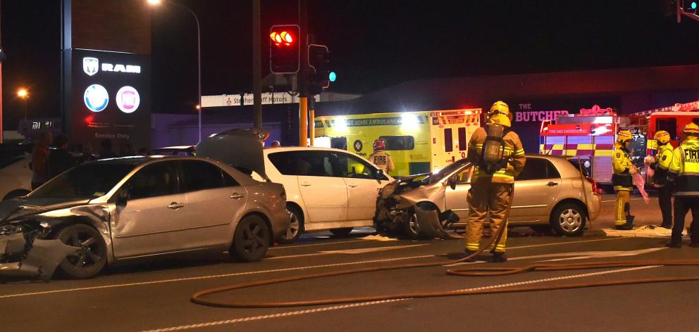 The crash happened at the intersection of Hillside and Andersons Bay Rds. Photo: Peter McIntosh
