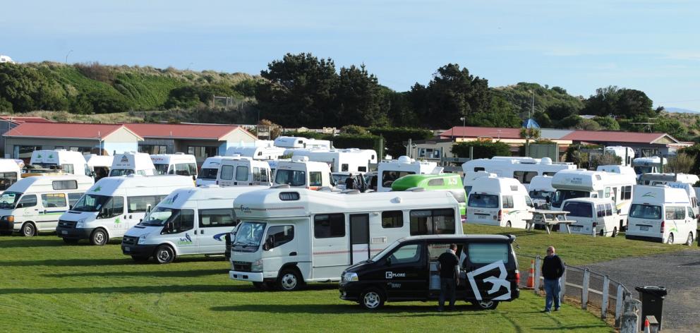 Campervans at a Holiday park in Dunedin. PHOTO PETER MCINTOSH