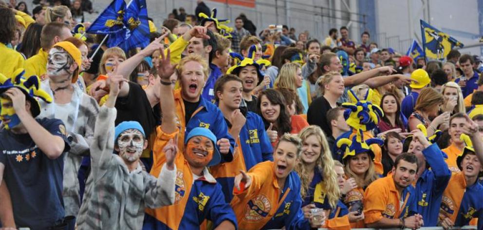 Highlanders fans party in the Zoo in Forsyth Barr Stadium in 2012. The Zoo has become an annual...