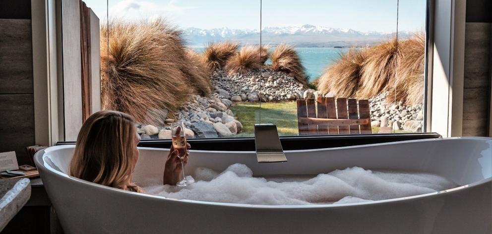 The view from the bath at Lakestone Lodge. PHOTO: JAMES MITCHELL