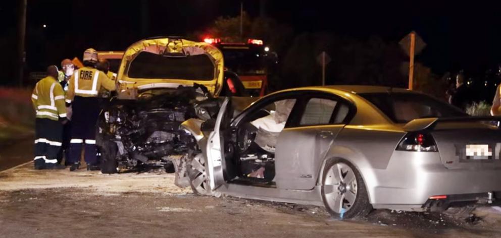 Both cars were badly damaged in this two car-crash in Ravensbourne Rd, Dunedin, on Friday. PHOTO:...