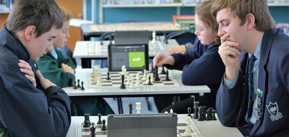 Chess at the recent interschool between Tokomairiro High School and Blue Mountain College. 
