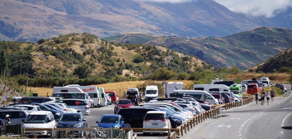 The Roys Peak track car park was at capacity before lunch in February, 2019. PHOTO: SEAN NUGENT