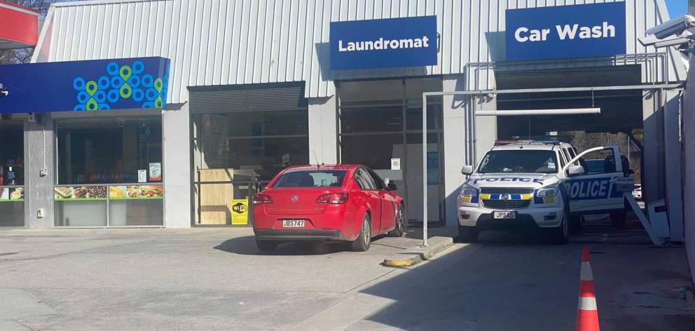 Emergency services were called to the Caltex Wanaka on Ardmore St at about 2pm on Wednesday, Photo / George Heard