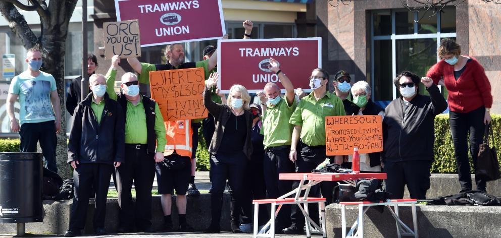 Bus drivers gathered at the Dunedin bus hub yesterday to protest against lack of progress in...
