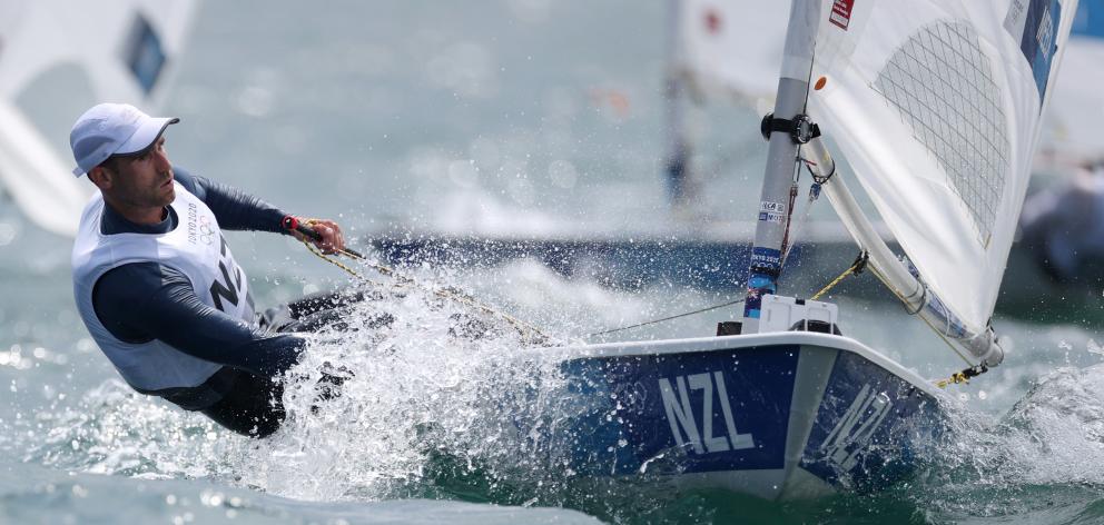 New Zealand sailor Sam Meech competes in the Laser class at the Tokyo Olympics. PHOTO: GETTY IMAGES