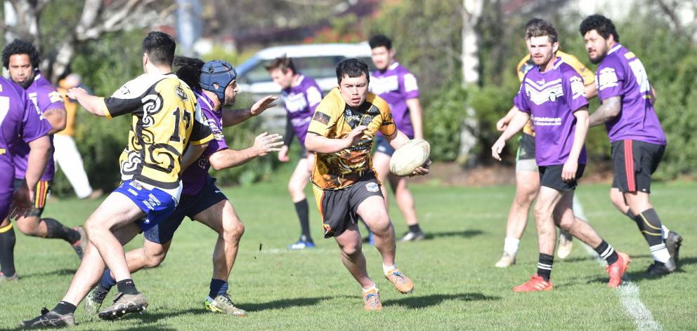 Aiden Muraahi scrambles to make ground for the Kia Toa Tigers during their game against the South...