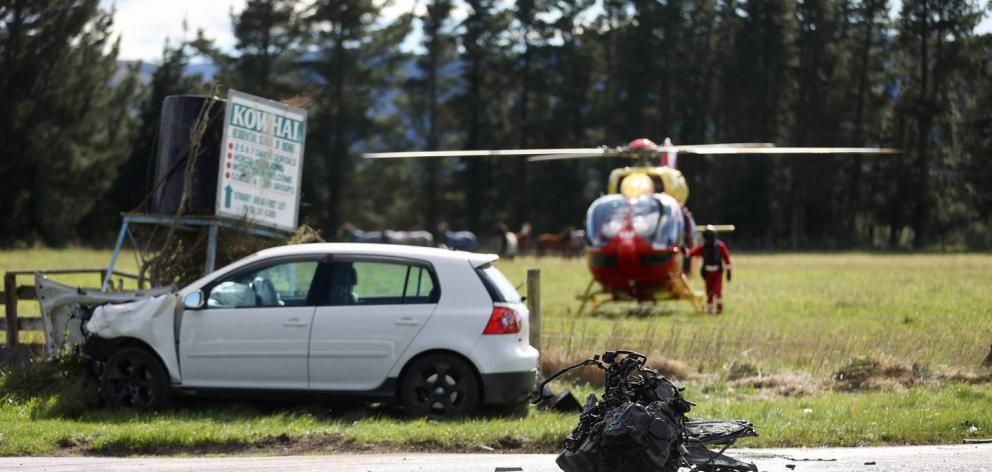 The crash on Harmans Gorge Rd in North Canterbury. Photo: George Heard