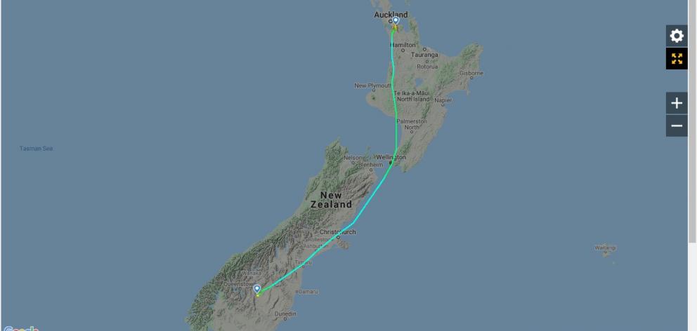 The Cessna 182S Skylane with just the pilot on board left Auckland's Ardmore Airport at 6.24pm. Photo: Flight Radar