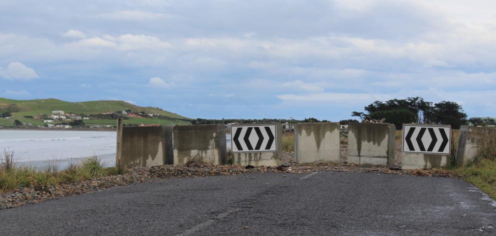 The crumbling section of Colac Foreshore Rd has been closed to vehicles since late 2015. Photo: Matthew Rosenberg/LDR