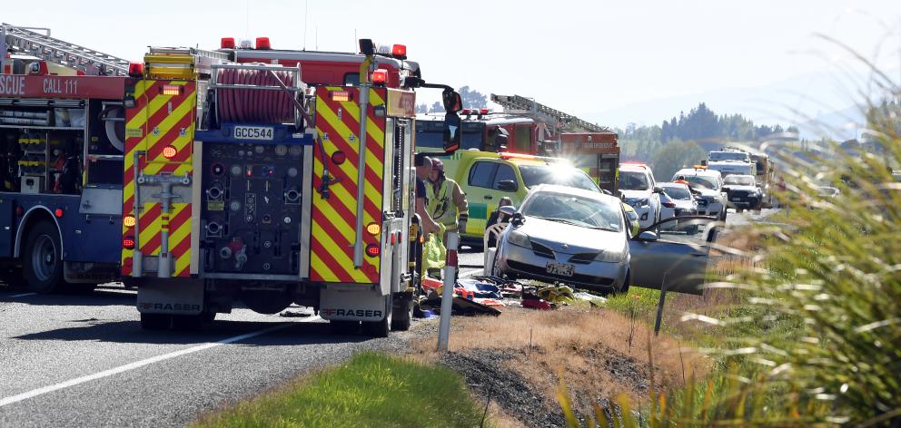 The crash happened just south of Waihola on State Highway 1.  PHOTO: STEPHEN JAQUIERY 