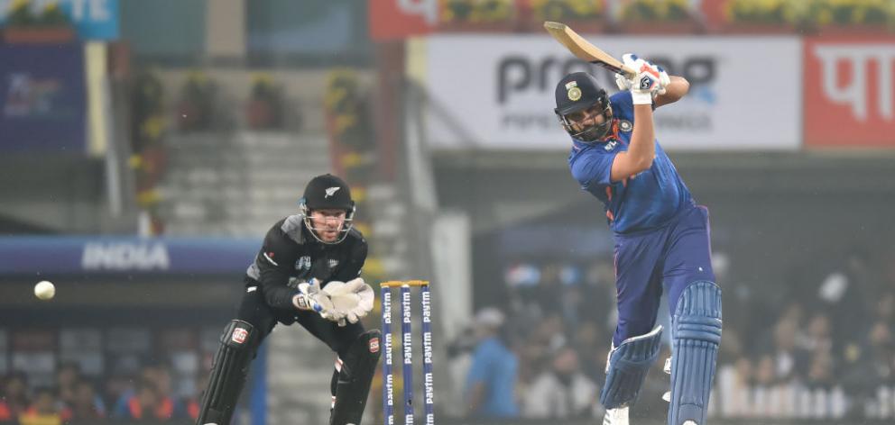 Rohit Sharma of India plays a shot during the T20 International Match between India and New Zealand. Photo: Getty Images