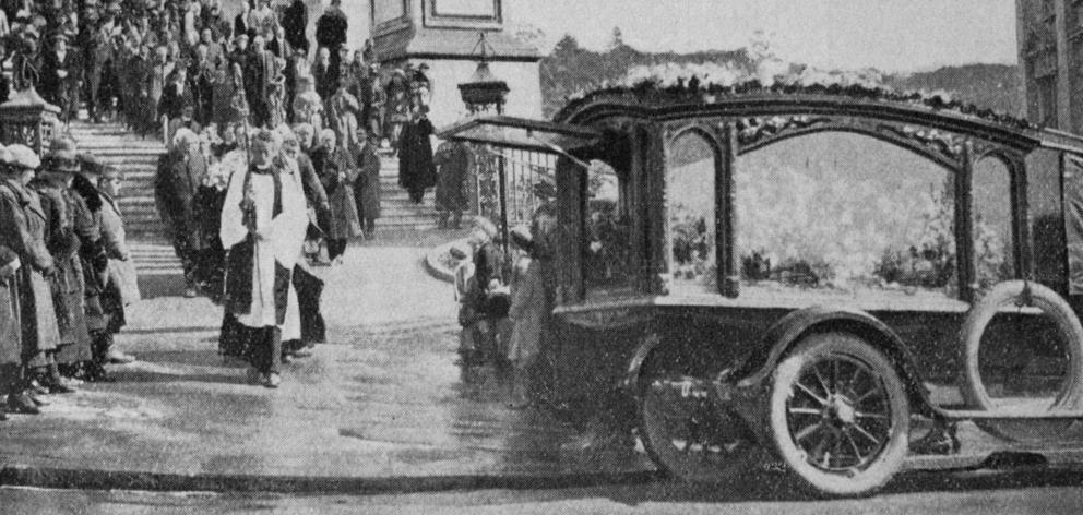 Funeral procession of Anglican Bishop of Dunedin Samuel Tarratt Nevill from St Paul's Cathedral,...