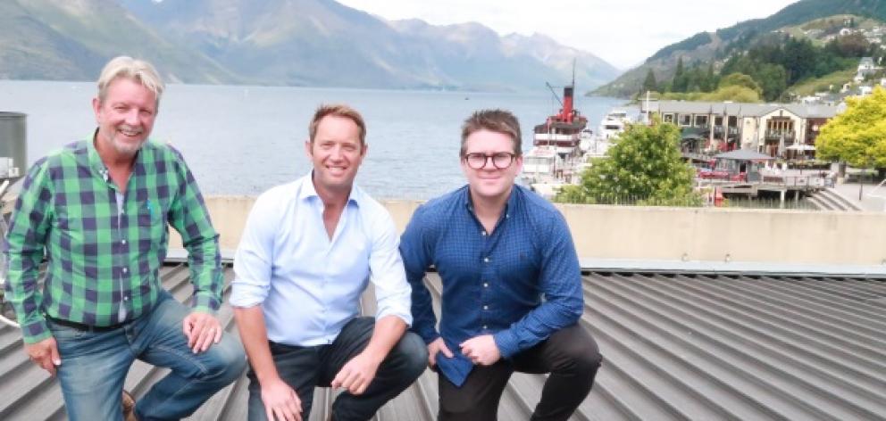 Outgoing Prime Restaurant owner Mark Jessop, left, with Republic Hospitality Group chairman Mike Burgess, centre, and CEO Blair Impey. Photo: Supplied via Mountain Scene Outgoing Prime Restaurant owner Mark Jessop, left, with Republic Hospitality Group chairman Mike Burgess, centre, and CEO Blair Impey. Photo: Supplied via Mountain Scene
