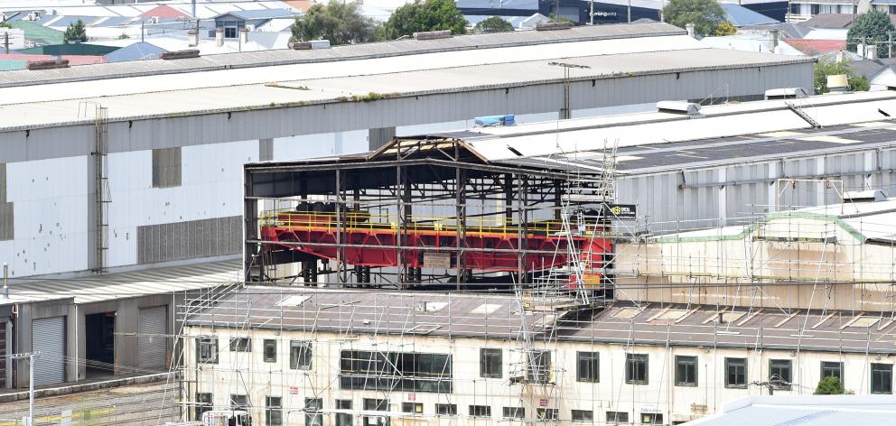 A crane installed in the original Hillside railway workshops in Dunedin has been exposed by...