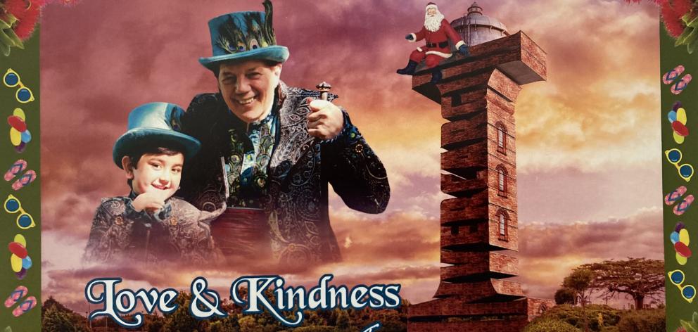 One of Sir Tim's Christmas cards from years gone by, featuring his son Declan. Photo: Supplied/LDR
