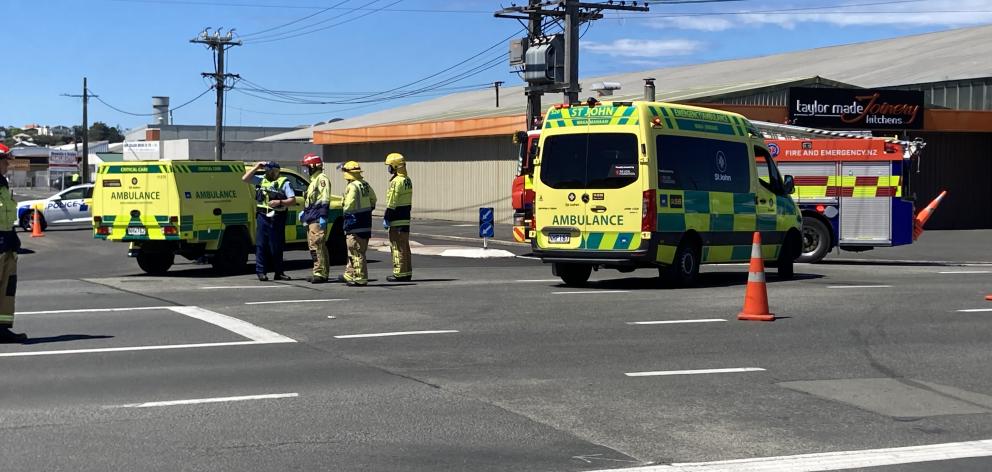 Emergency services were called to the scene about noon today. PHOTO: STEPHEN JAQUIERY