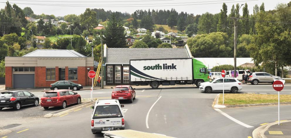 Motorists negotiate an intersection in Green Island, Dunedin, where a roundabout is planned. It...