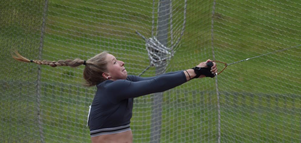 Olympic hammer throw representative Lauren Bruce, of South Canterbury, in action at the...