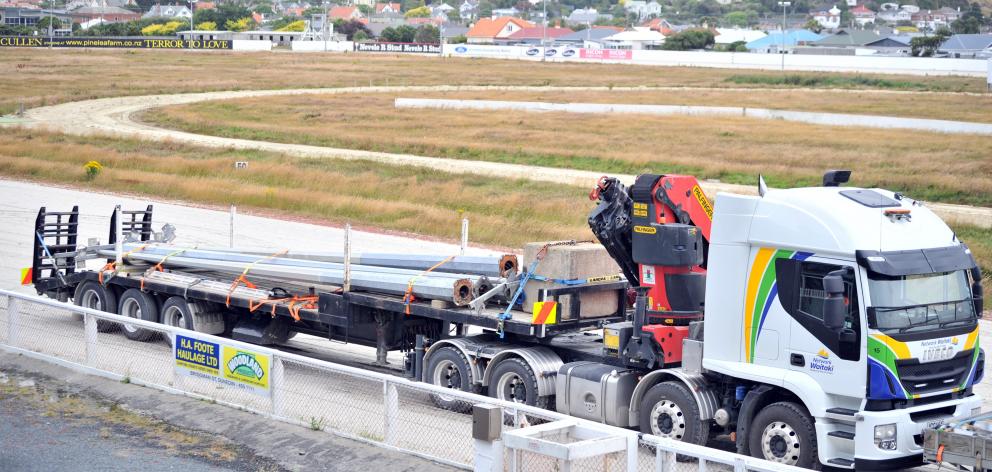 A light pole at Forbury Park in Dunedin is taken down by Network Waitaki staff 
...