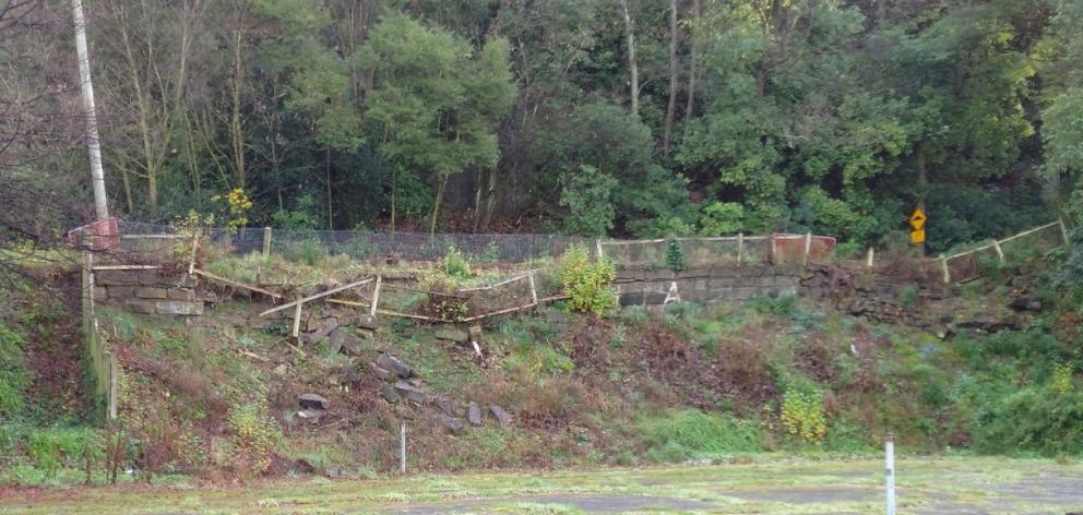 The subsiding retaining wall on Māori Road will be replaced. Photo: DCC