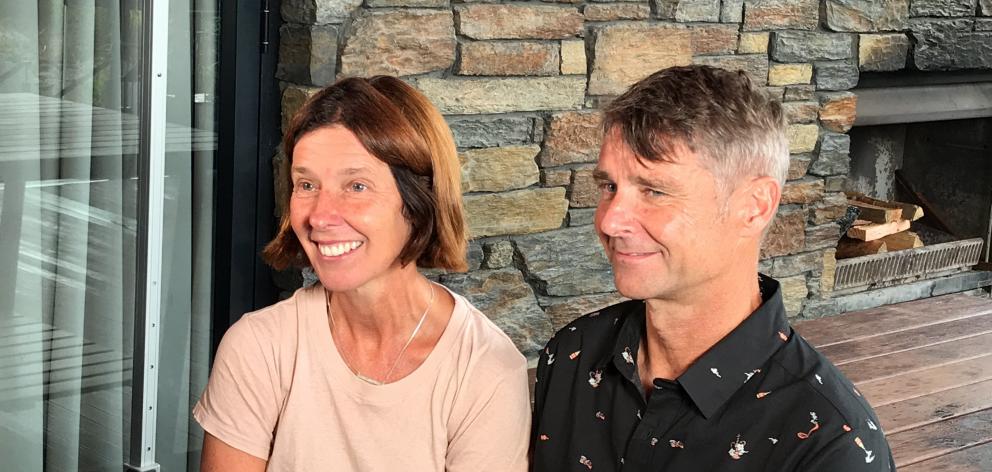 Chris and Andrew Porteous at the Wanaka fan zone on Saturday. PHOTO: MARJORIE COOK
