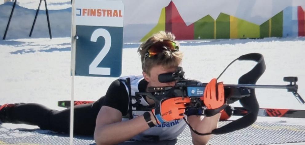 Wanaka biathlete Campbell Wright shoots at the IBU CUP at Ridnaun in S.Tyrol Italy on 10 March...