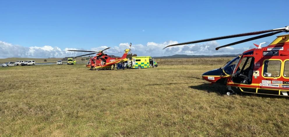 The weather has cleared this morning as a multi-agency search and rescue effort continues at North Cape. Photo / Auckland Rescue Helicopter Trust The weather has cleared this morning as a multi-agency search and rescue effort continues at North Cape. Photo / Auckland Rescue Helicopter Trust