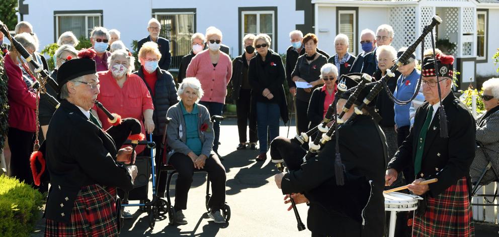 Performing for the residents of Balmoral Park in Dunedin for a late Anzac Day service are...