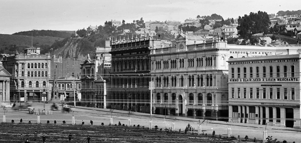 The Standard Insurance Company and Sargood, Son & Ewen buildings, at the centre of this archival...