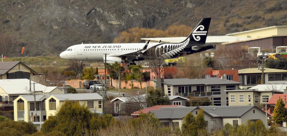 An Air New Zealand A320 Airbus comes in to land at Queenstown Airport. Photo: Stephen Jaquiery