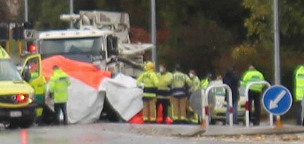 Emergency services attend the scene of a crash on Queens Dr, Invercargill, yesterday in which...