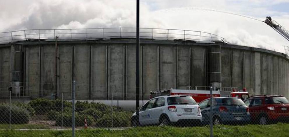 The Christchurch wastewater treatment plant caught fire in November. Photo: George Heard