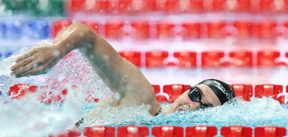 Erika Fairweather competes in the women’s 400m freestyle heat on day one of the Budapest 2022...
