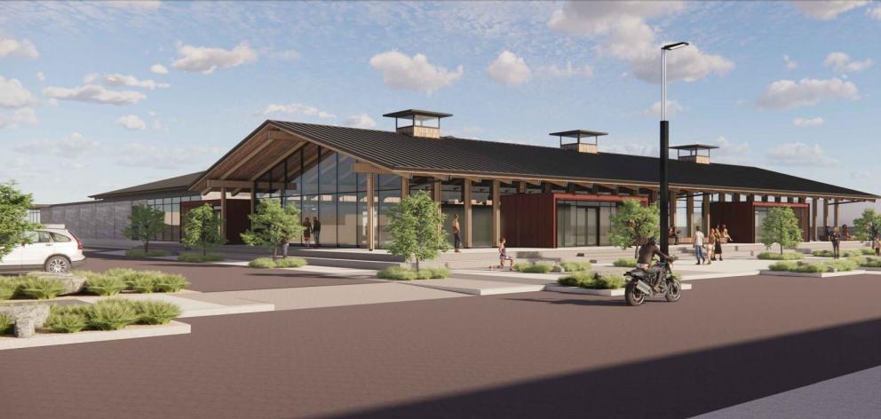 A concept render of a larger, eight-lane pool option for the new Bruce Community Facility,...