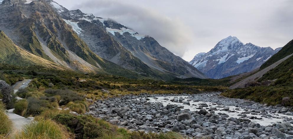 Aoraki/Mt Cook looms above the Hooker Valley. PHOTO: CLARE FRASER