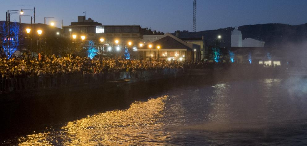 Customhouse Quay on the Otago Harbour waterfront was packed last night for first night of the...