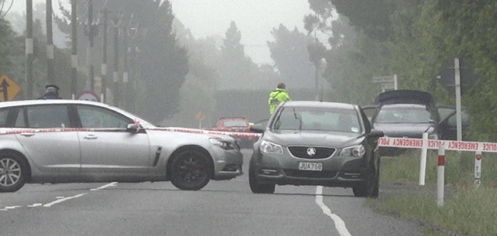 Vehicles at the scene of a police shooting in Darfield after they responded to a report that...
