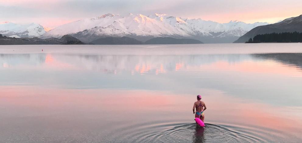 Wanaka Lake Swimmers president Camille Gulick goes for a early morning training swim in Lake...