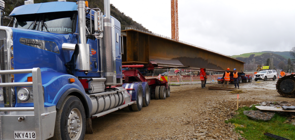 The first two steel beams arrived at Beaumont this week. Photos: Waka Kotahi