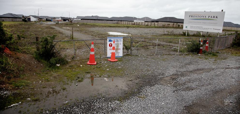 The alternative entrance to Prestons Park from Mairehau Rd is yet to be created. Photo: Supplied