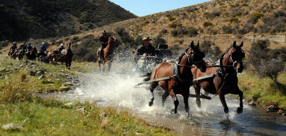 A wagon is pulled through Thompson's Creek in this file photo. PHOTO: STEPHEN JAQUIERY