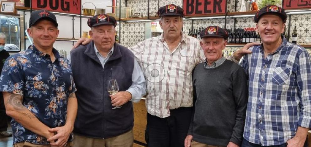 Left to right - Craig Crawford (Lincoln Cricket Club president), Wal Scott, Eion Barclay (brother...