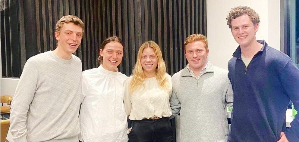 Otago Student Investment Fund committee members (from left) co-presidents Cameron Cunningham and...