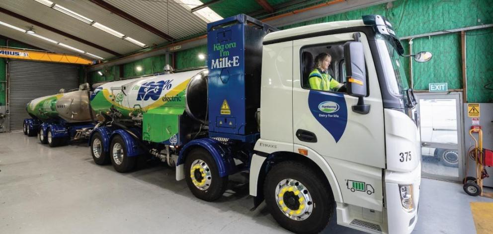 Fonterra is making its first steps towards electronic vehicles with a Milk-E tanker. PHOTO: SUPPLIED