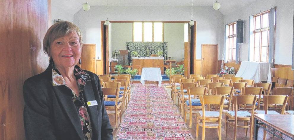 Ray White Ashburton realtor Chrissie Milne in St Peter’s Church, which is up for sale in the...