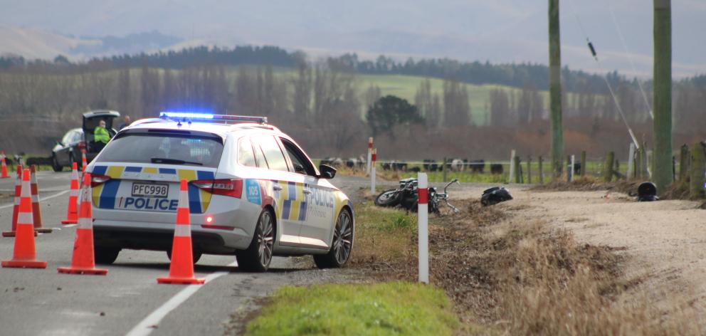 A motorcyclist was killed in a crash on State Highway 83 between Kurow and Duntroon yesterday...