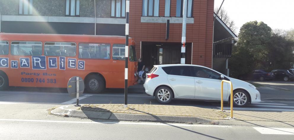 The bus parked outside The Famous Grouse in Lincoln. Photo: Barry Clarke