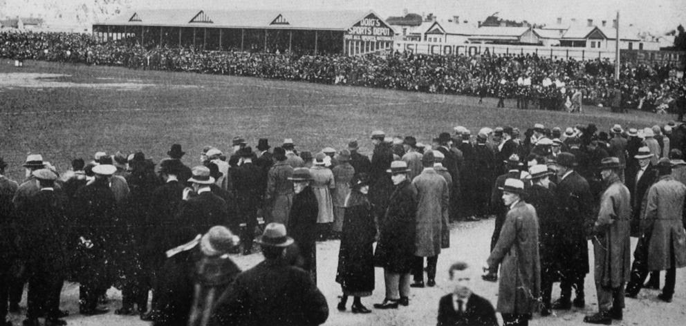 Rugby Park, Invercargill, on the occasion of the match between Otago and Southland. — Otago...