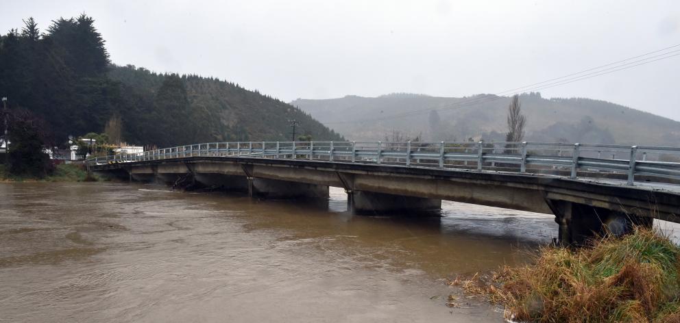 A swollen	Taieri River at Henley this July. PHOTO: GREGOR RICHARDSON